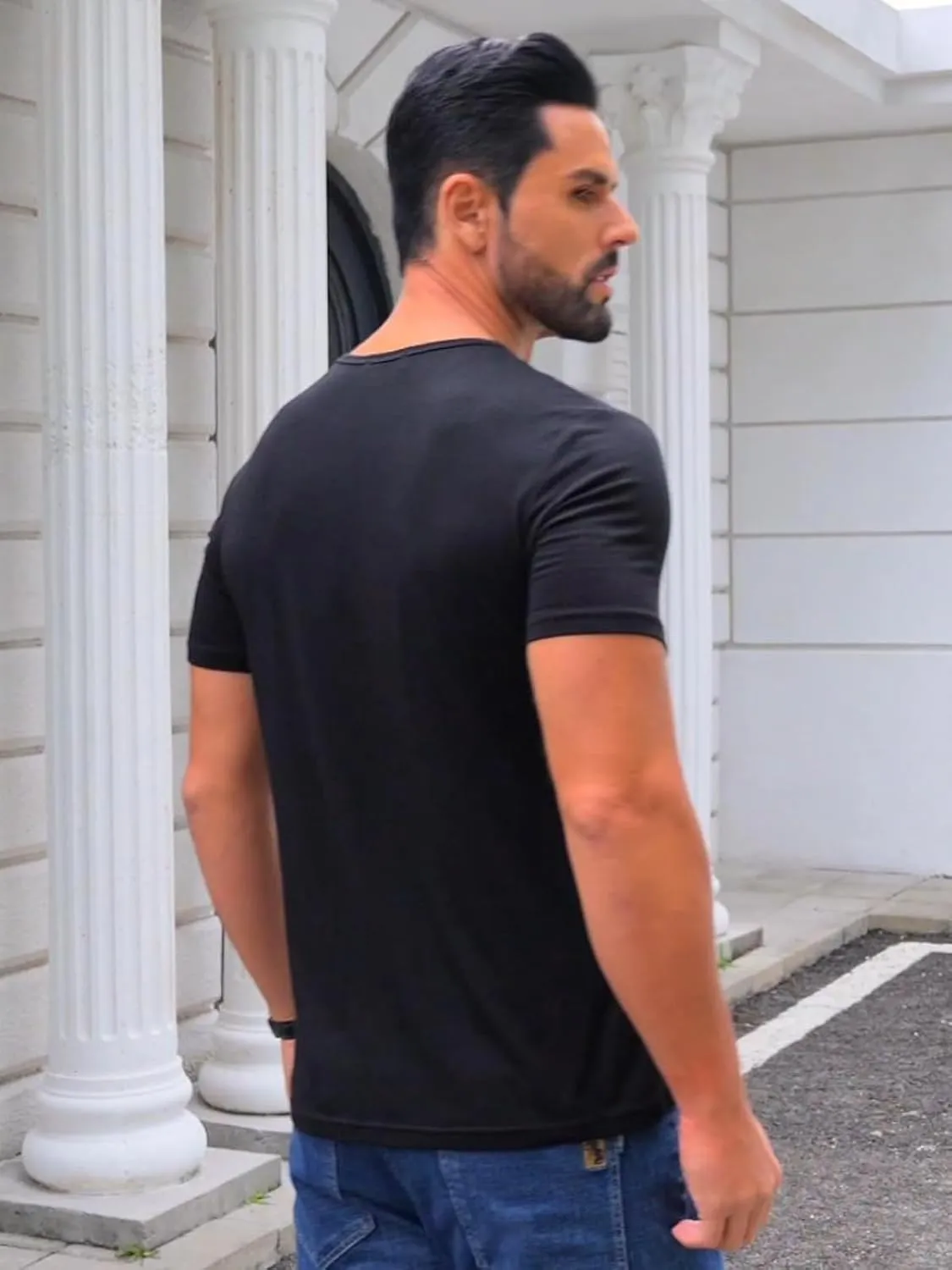 Mens Henley Shirts Short Sleeve Casual V Neck T Shirts Slim Fit Henley Muscle Tshirts Stylish Summer Tee Shirts