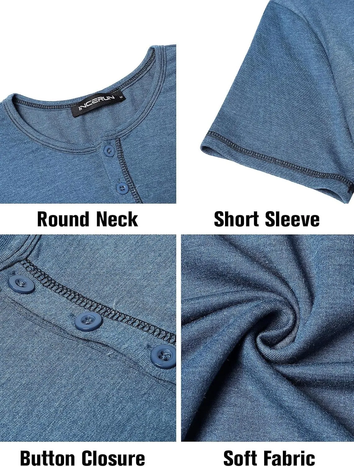 Mens Henley Shirts Short Sleeve Casual V Neck T Shirts Slim Fit Henley Muscle Tshirts Stylish Summer Tee Shirts