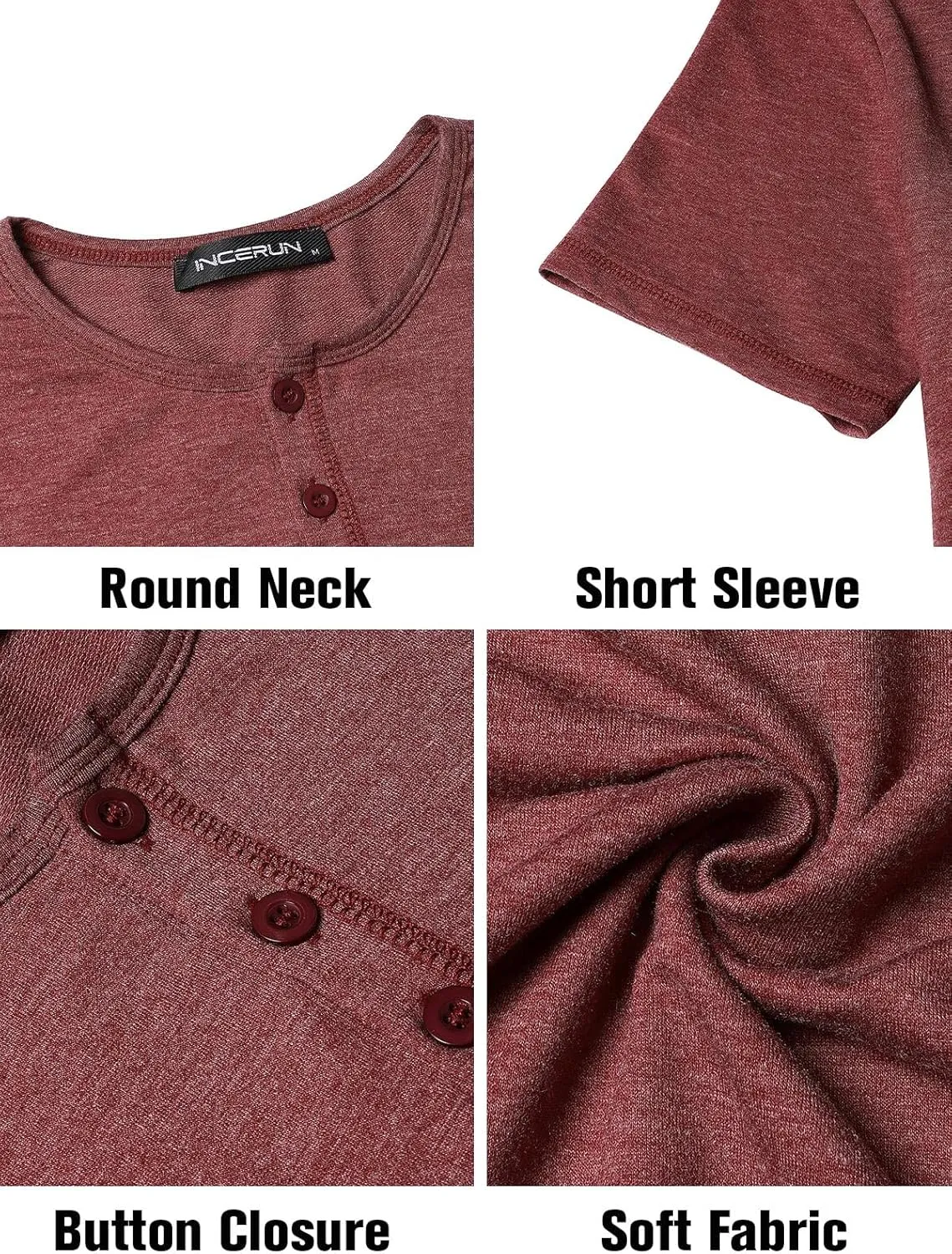 Mens Henley Shirts Short Sleeve Casual V Neck T Shirts Slim Fit Henley Muscle Tshirts Stylish Summer Tee Shirts