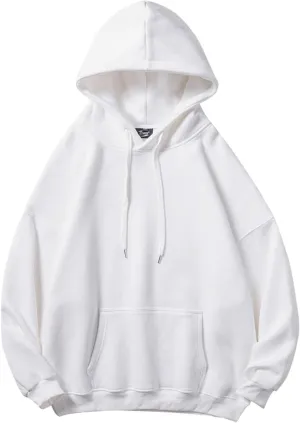 Mens Hoodies Men's Long Sleeve Drop Shoulder Solid Color Hooded Sweatshirts Casual Sports Drawstring Hoodie with Pocket
