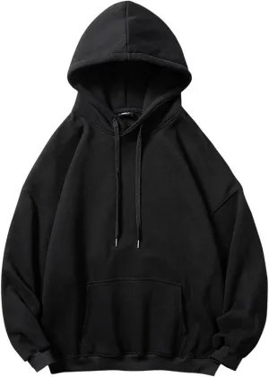 Mens Hoodies Men's Long Sleeve Drop Shoulder Solid Color Hooded Sweatshirts Casual Sports Drawstring Hoodie with Pocket