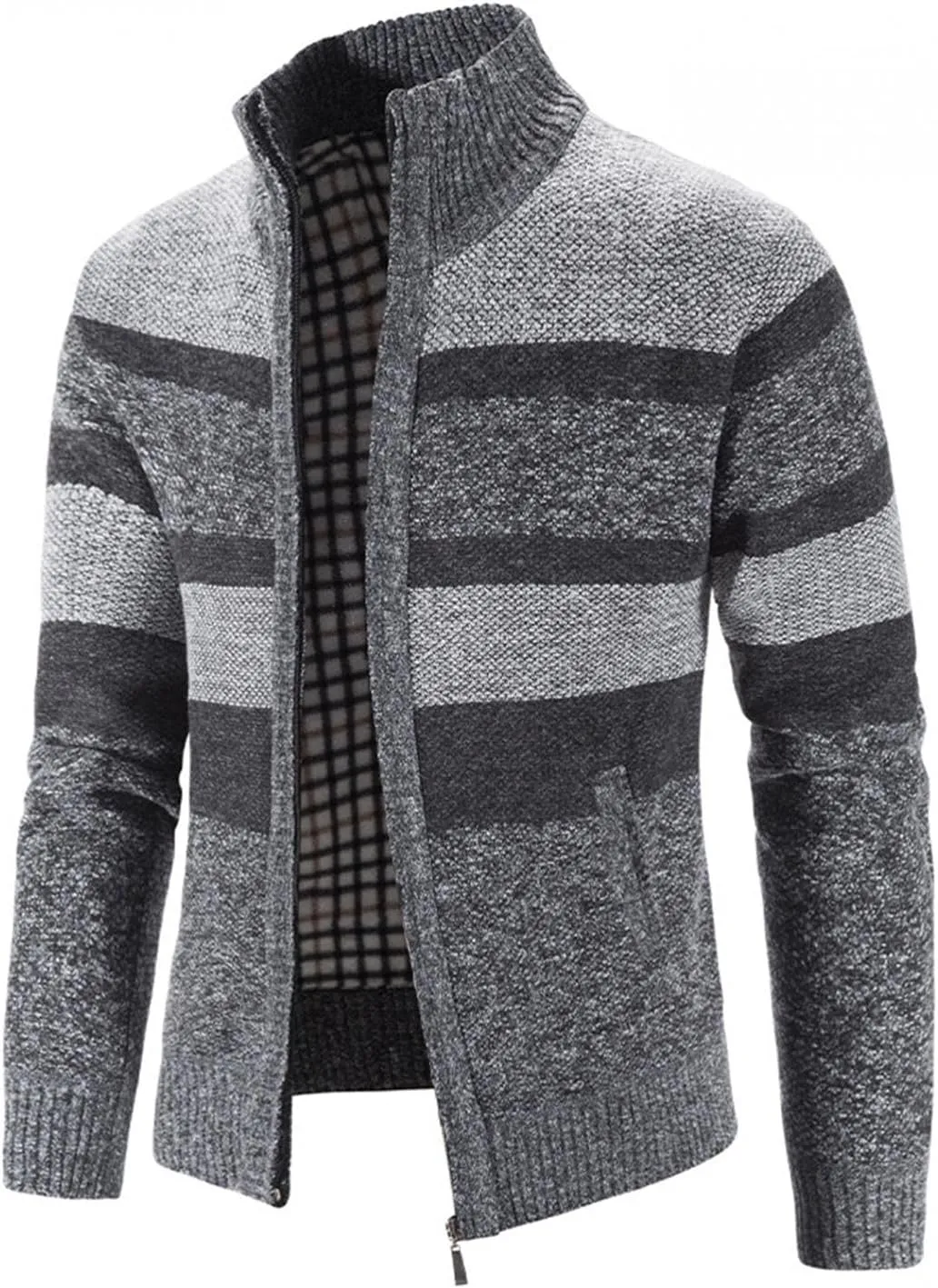 Mens Hoodies,Men's Open Front Cardigan Sweater Full Zip Up Stitching Hooded Cable Knitted Sweatshirts Winter Coats Top