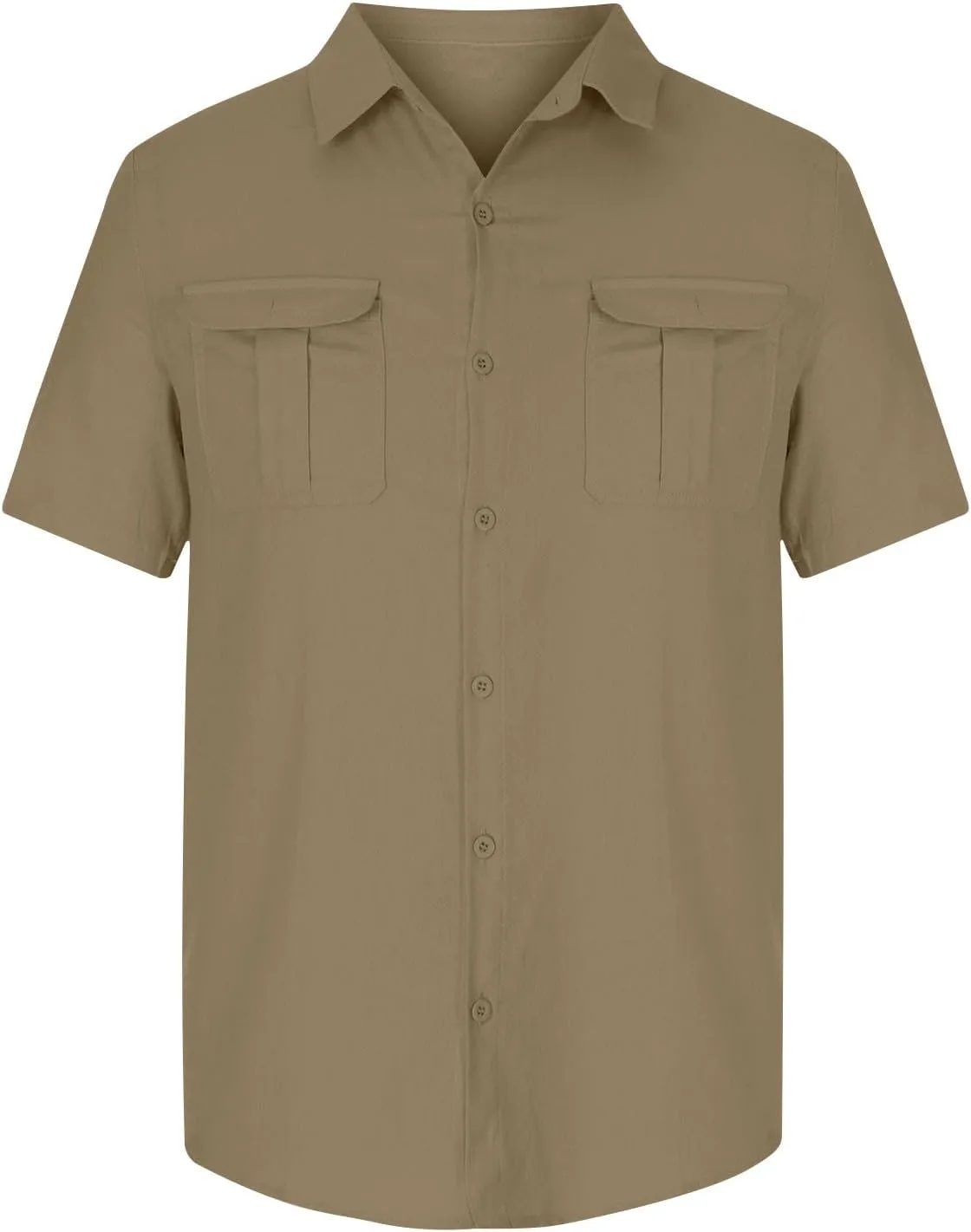 Mens Linen Shirts Short Sleeve Button Down Shirt Hawaiian Untuckit Dress Shirt Casual Summer Beach Tops with Pockets