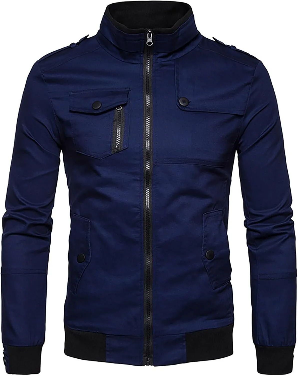 Mens Military Bomber Jackets Lightweight Full Zip Casual Windbreaker Outdoor Stand Collar Slim Fit Winter Coats