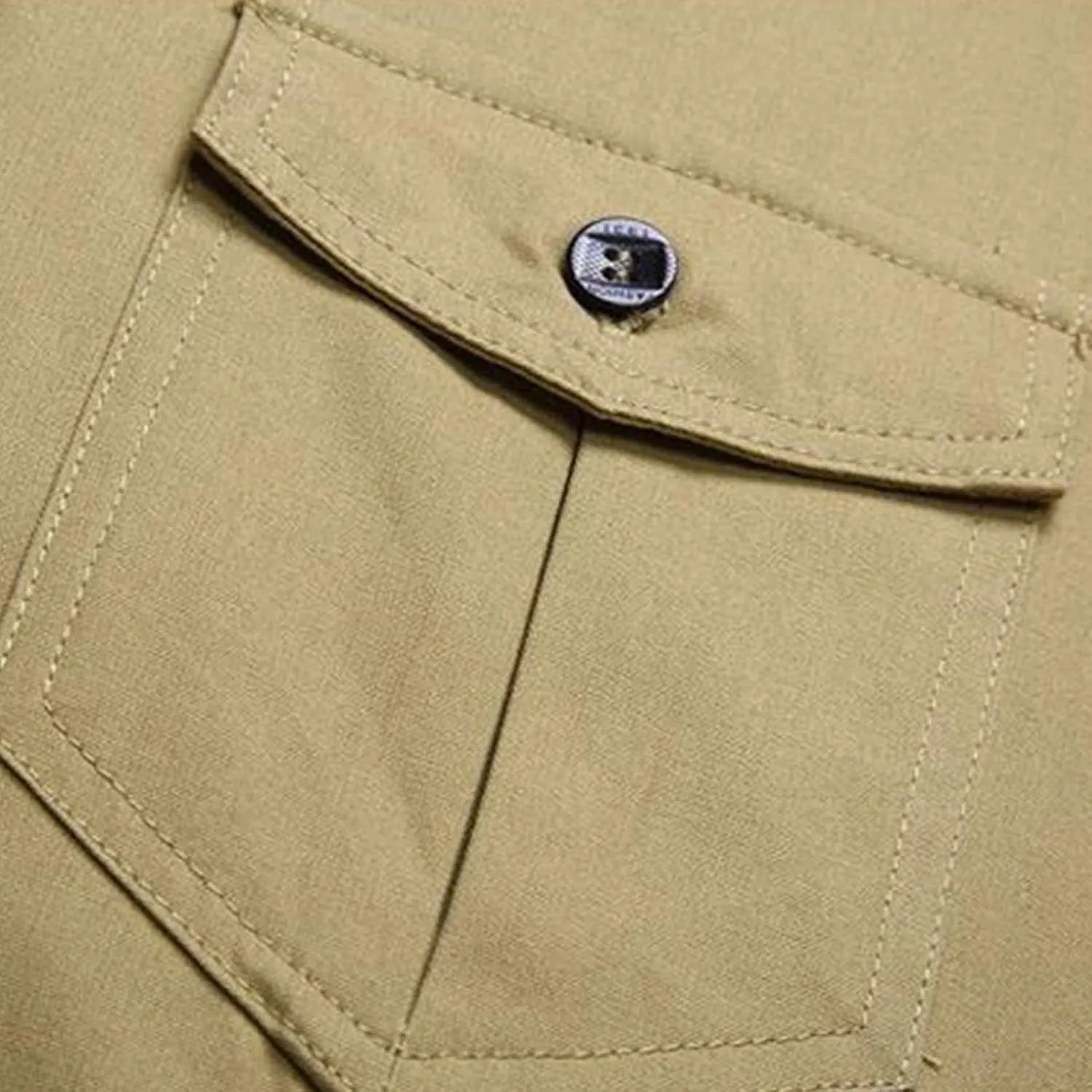 Men's Military Style Double Pocket Shirt Tactical Cargo Casual Slim Fit Shirt Work Shirt Hiking Fishing Shirts