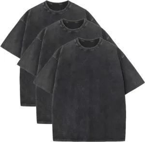 Mens Oversized T-Shirt Heavy Cotton Short Sleeves Vintage Loose Fit Washed Basic Unisex Tee Tops
