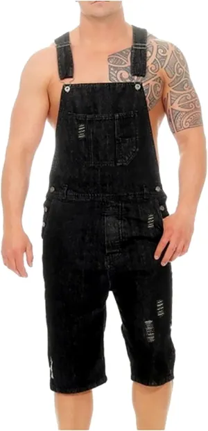 Men's Ripped Denim Shorts Overalls Mens Cargo Jumpsuit Short Jeans Combat Playsuit Jean Bottoms Summer Half Pants