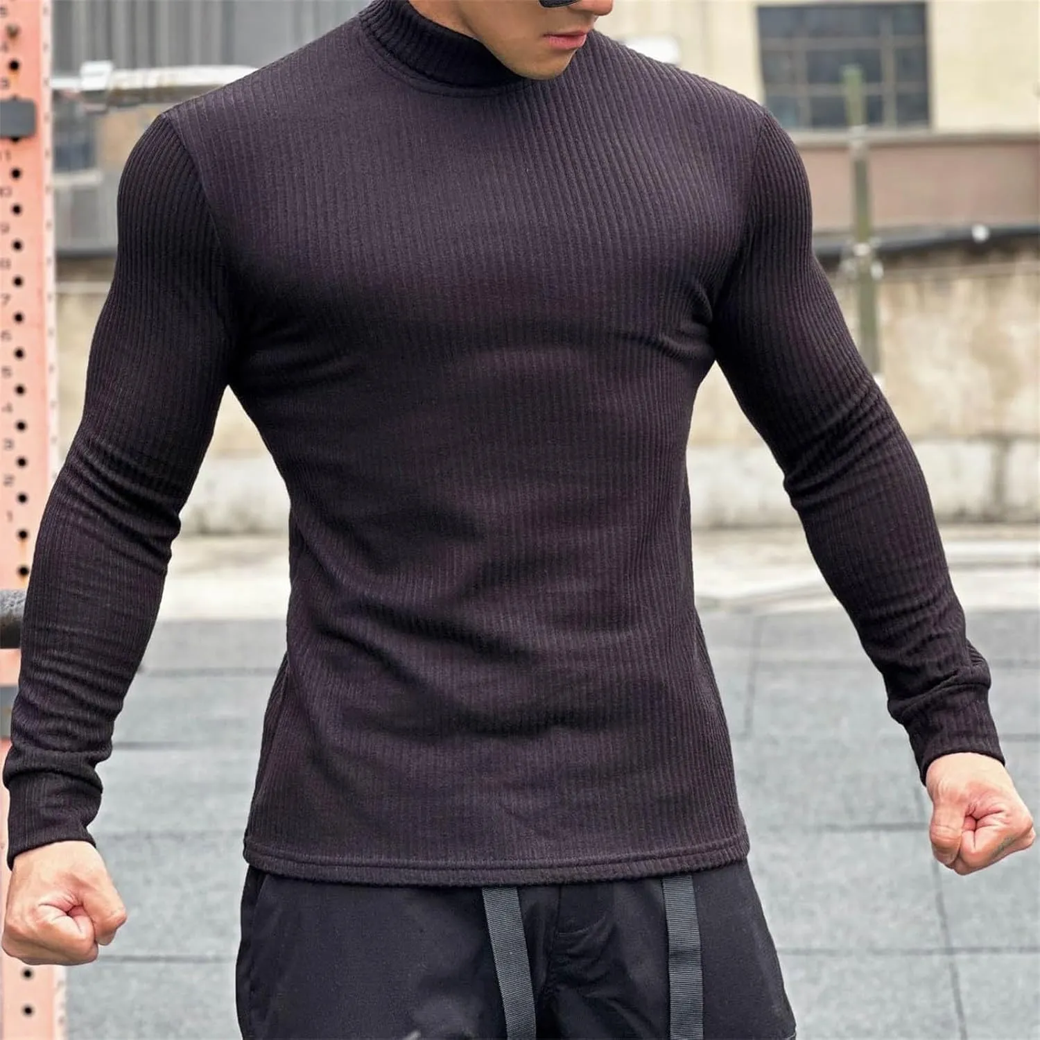 Men's Running Athletic Shirts 1/4 Zip Fleece Pullover Long Sleeve Sweatshirts Lightweight Suitable for Fitness