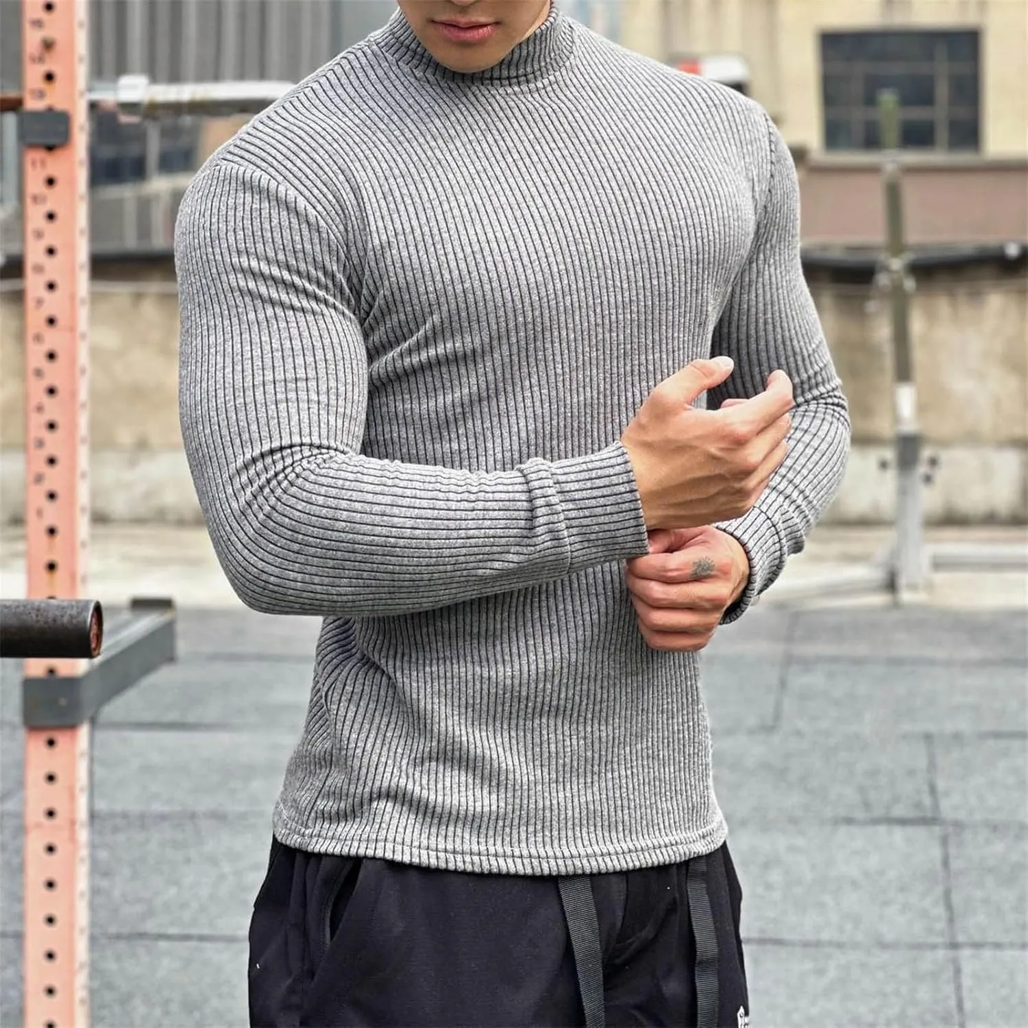 Men's Running Athletic Shirts 1/4 Zip Fleece Pullover Long Sleeve Sweatshirts Lightweight Suitable for Fitness