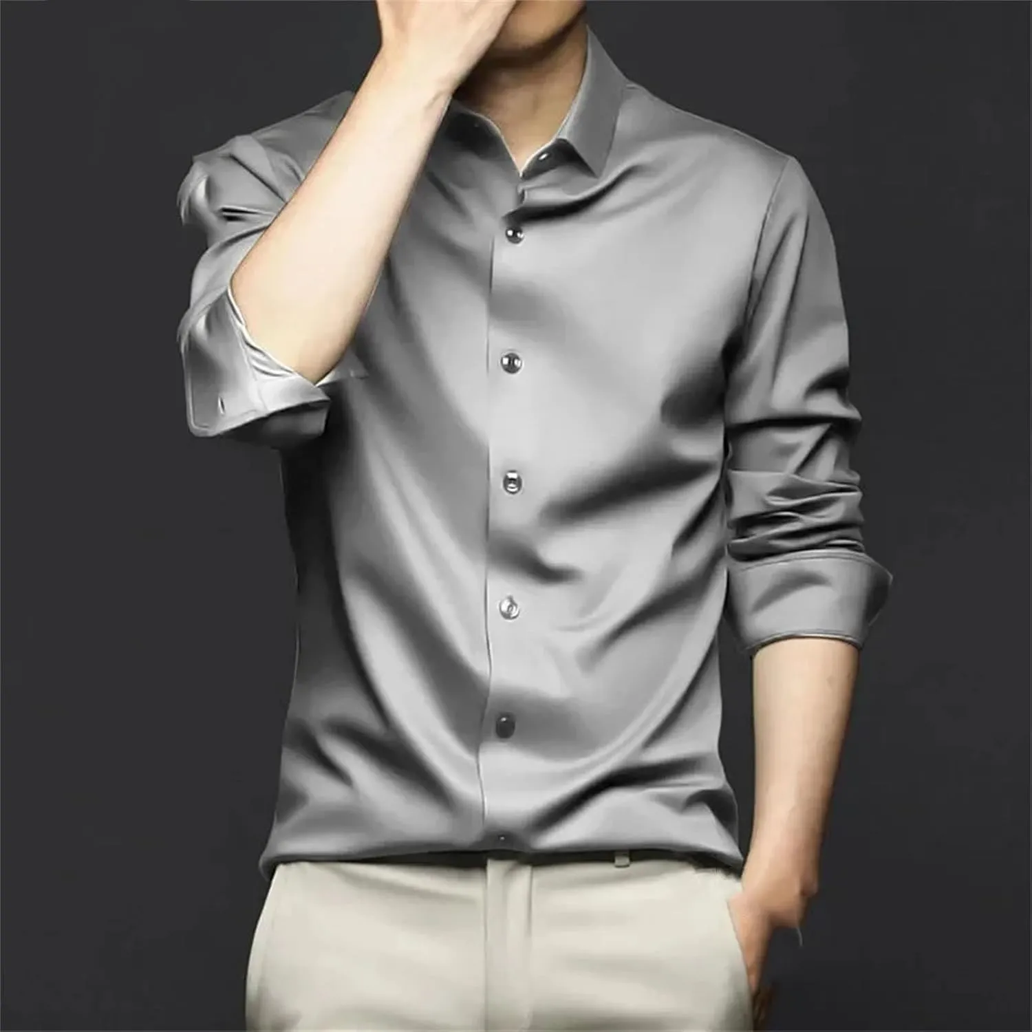Men's Shirt Long Sleeve Non Iron Wrinkle Resistant Business Dress Professional Casual Suit White Shirt