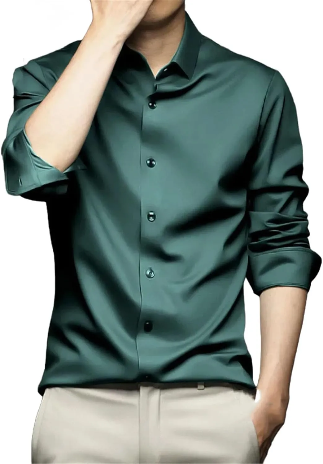 Men's Shirt Long Sleeve Non Iron Wrinkle Resistant Business Dress Professional Casual Suit White Shirt
