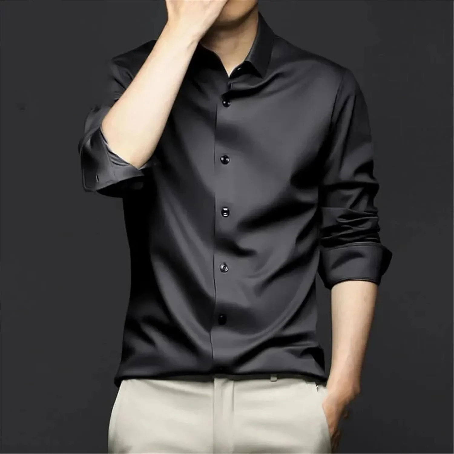 Men's Shirt Long Sleeve Non Iron Wrinkle Resistant Business Dress Professional Casual Suit White Shirt