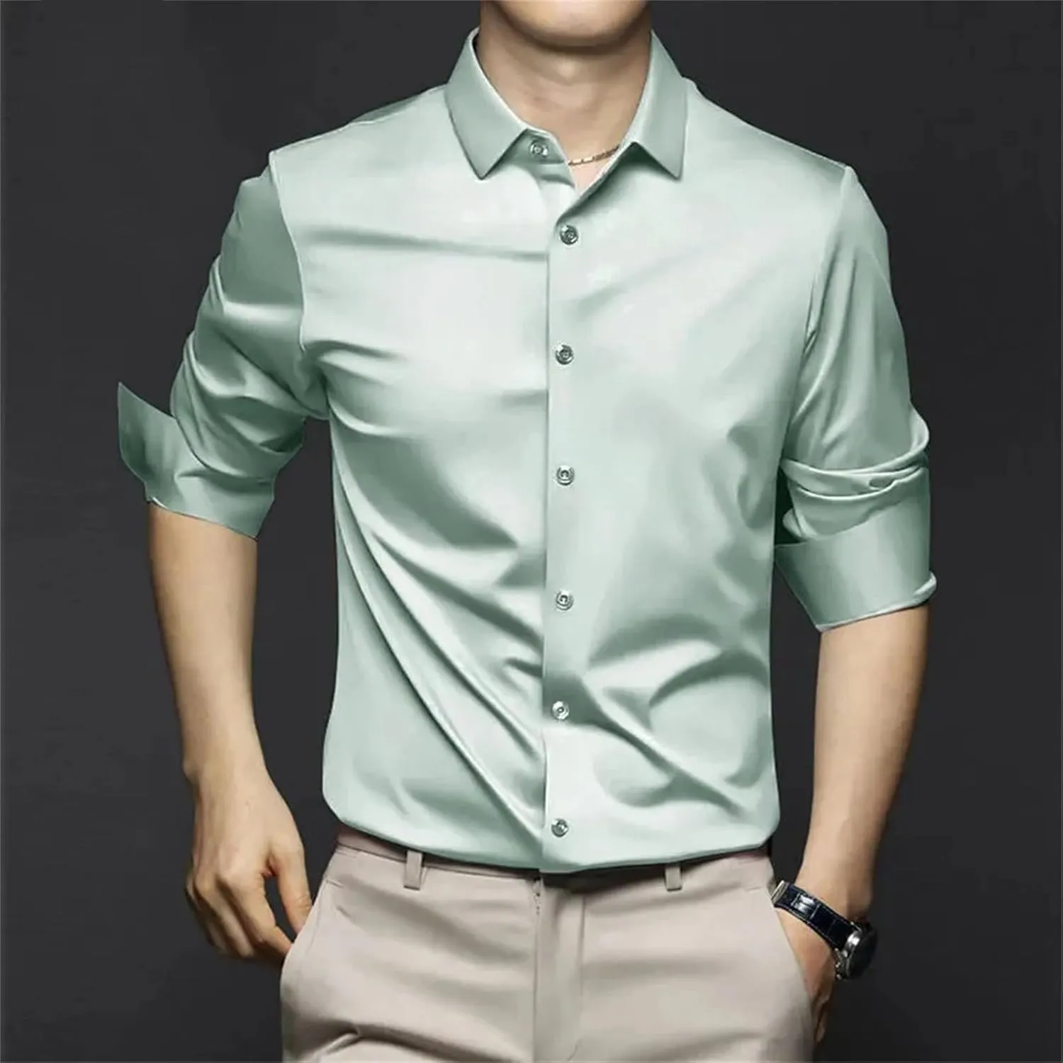 Men's Shirt Long Sleeve Non Iron Wrinkle Resistant Business Dress Professional Casual Suit White Shirt