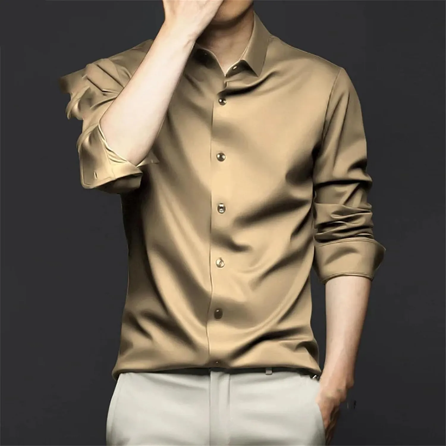 Men's Shirt Long Sleeve Non Iron Wrinkle Resistant Business Dress Professional Casual Suit White Shirt