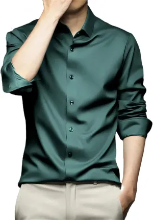 Men's Shirt Long Sleeve Non Iron Wrinkle Resistant Business Dress Professional Casual Suit White Shirt