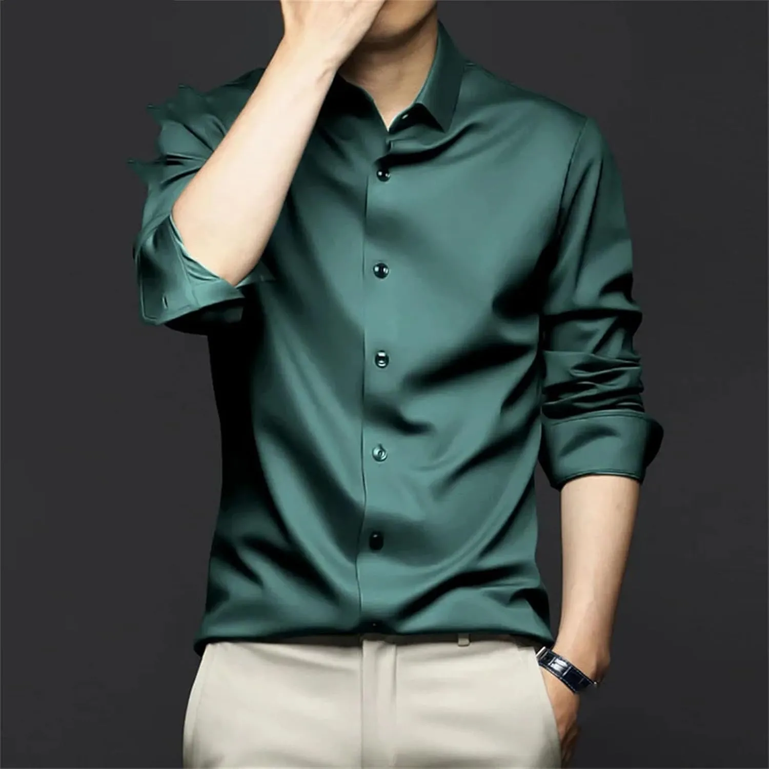 Men's Shirt Long Sleeve Non Iron Wrinkle Resistant Business Dress Professional Casual Suit White Shirt