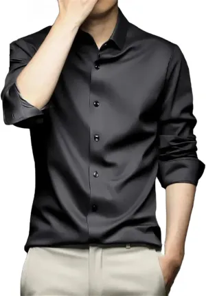 Men's Shirt Long Sleeve Non Iron Wrinkle Resistant Business Dress Professional Casual Suit White Shirt