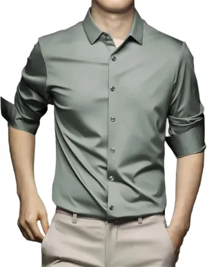Men's Shirt Long Sleeve Non Iron Wrinkle Resistant Business Dress Professional Casual Suit White Shirt
