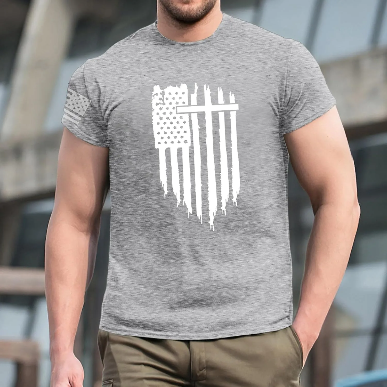 Men's Shirt Sleeve 1776 USA Flag Graphic Dry Fit Cotton Comfortable T-Shirts July 4 Shirts
