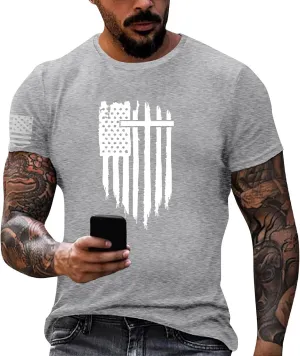 Men's Shirt Sleeve 1776 USA Flag Graphic Dry Fit Cotton Comfortable T-Shirts July 4 Shirts