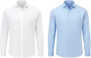 Men's Slim-Fit Dress Shirt Bundle  Classic White & Blue Wrinkle-Resistant Shirts