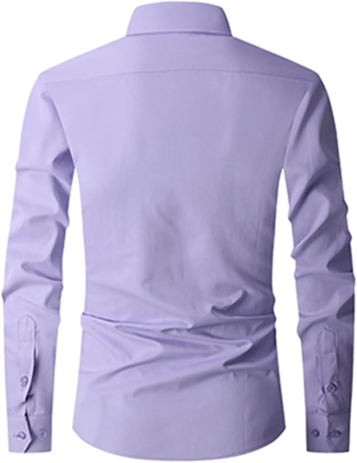 Men's Slim Fit Dress Shirts Solid Color Long Sleeve Stylish Casual Business Button Up Shirts Lightweight Work Blouse