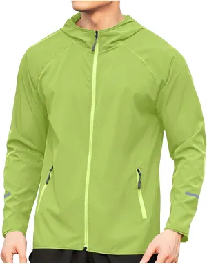 Mens Sport Coat Trendy Solid Color Running Hoodies Long Sleeve Workout Windbreaker Jackets Casual Zip Up Training Tops