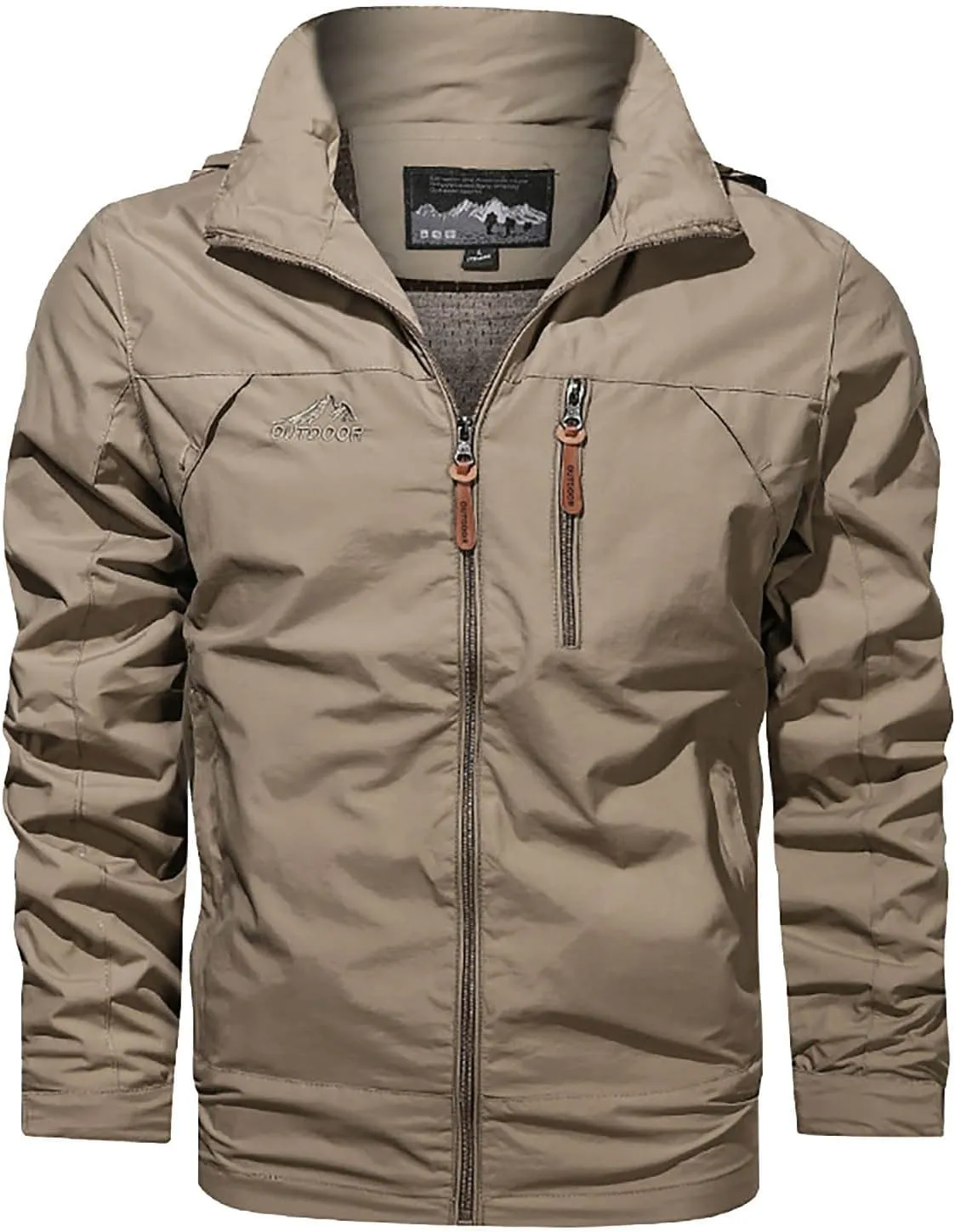 Men's Spring Fall Casual Windbreaker Jacket Cargo Stand Collar Military Bomber Jackets Winter Warm Outdoor Coat
