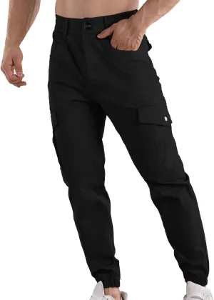 Mens Sweatpants Open Bottom Outdoor Hiking Pant Multi Pockets Classic Fit Comfort Utility Cargo Work Pant Regular Fit