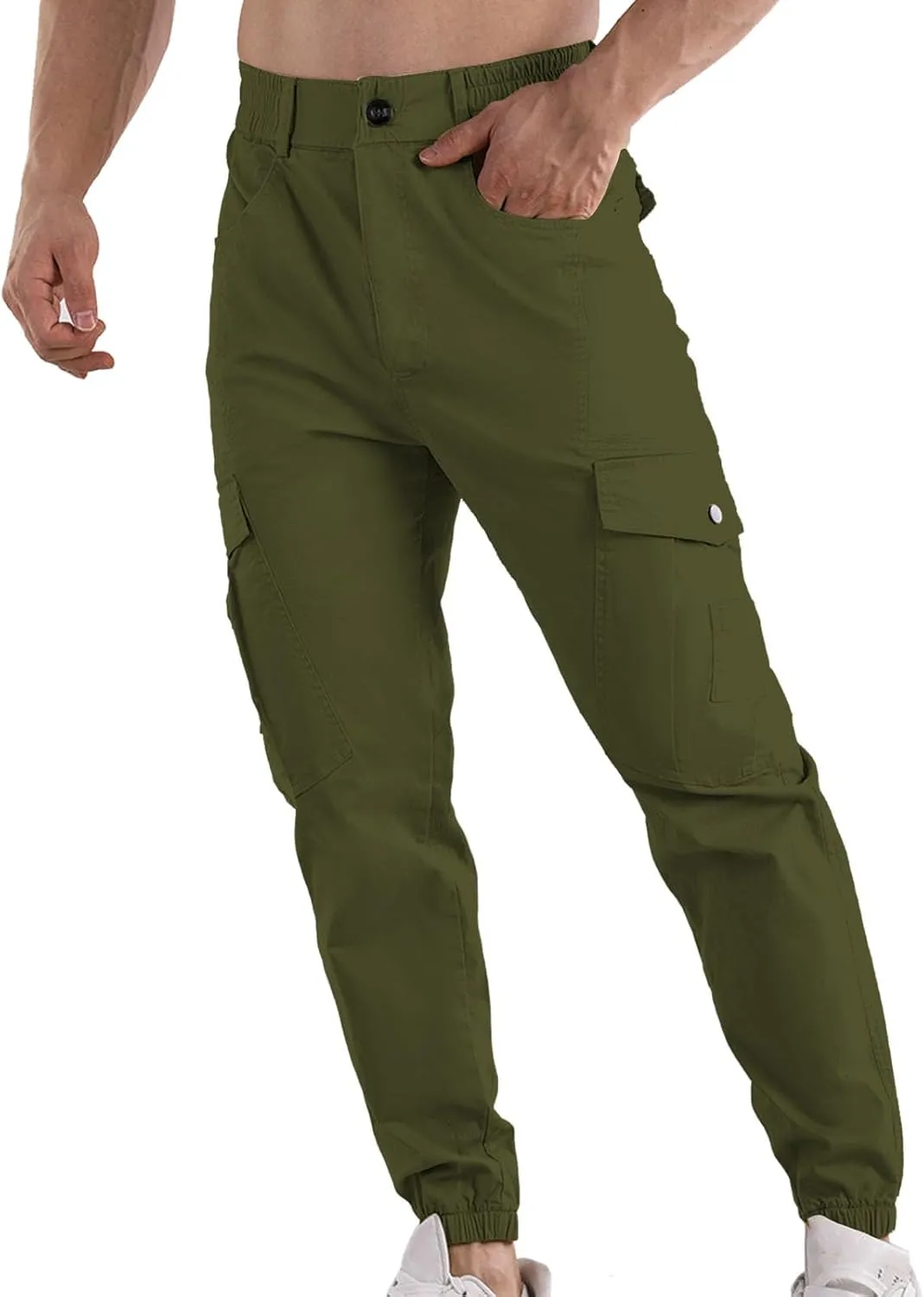 Mens Sweatpants Open Bottom Outdoor Hiking Pant Multi Pockets Classic Fit Comfort Utility Cargo Work Pant Regular Fit