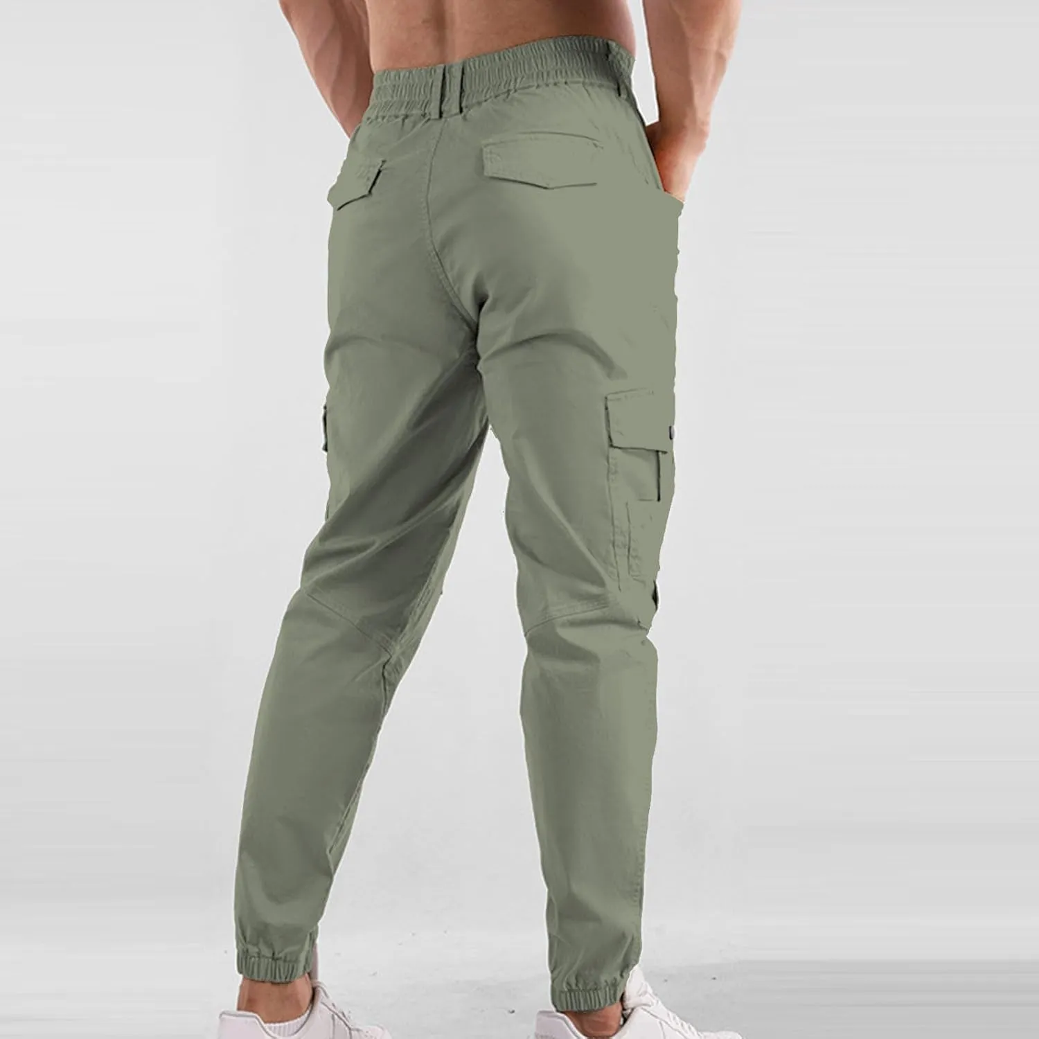Mens Sweatpants Open Bottom Outdoor Hiking Pant Multi Pockets Classic Fit Comfort Utility Cargo Work Pant Regular Fit