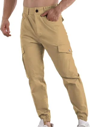 Mens Sweatpants Open Bottom Outdoor Hiking Pant Multi Pockets Classic Fit Comfort Utility Cargo Work Pant Regular Fit