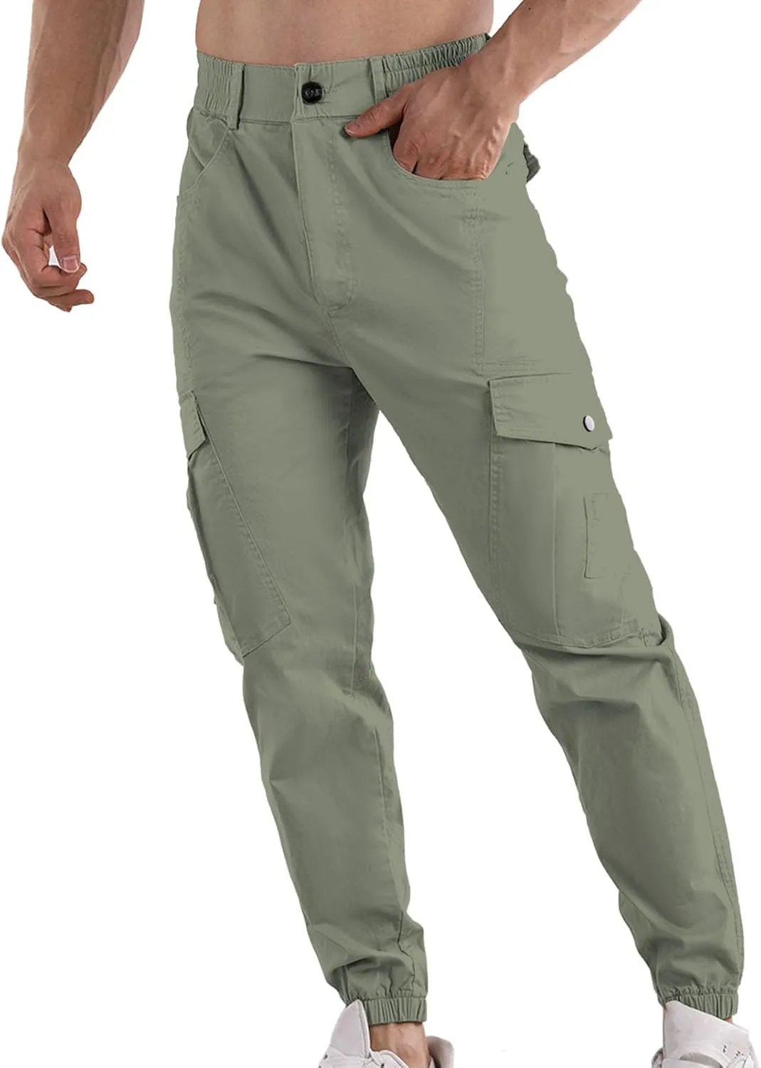 Mens Sweatpants Open Bottom Outdoor Hiking Pant Multi Pockets Classic Fit Comfort Utility Cargo Work Pant Regular Fit