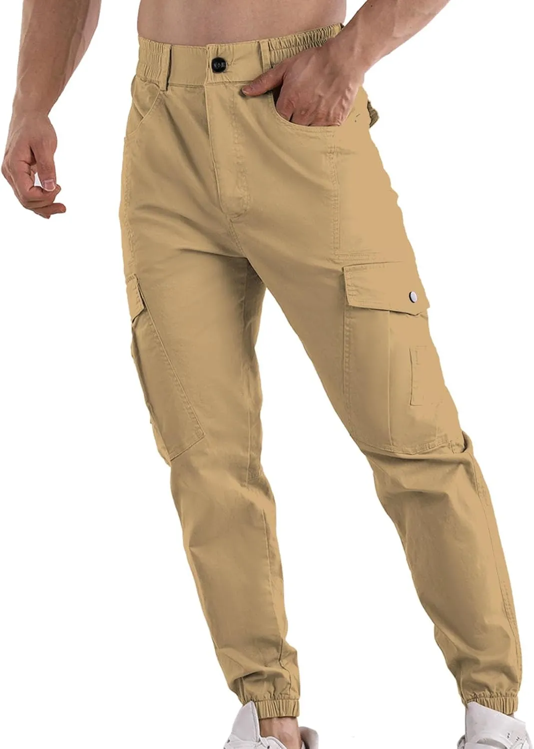 Mens Sweatpants Open Bottom Outdoor Hiking Pant Multi Pockets Classic Fit Comfort Utility Cargo Work Pant Regular Fit