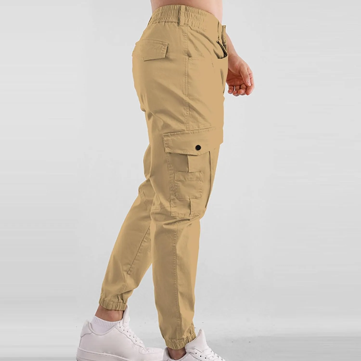 Mens Sweatpants Open Bottom Outdoor Hiking Pant Multi Pockets Classic Fit Comfort Utility Cargo Work Pant Regular Fit