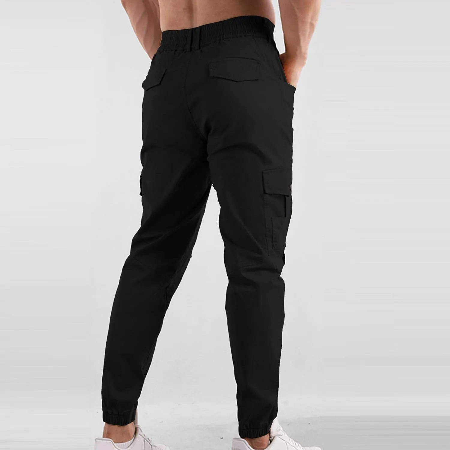 Mens Sweatpants Open Bottom Outdoor Hiking Pant Multi Pockets Classic Fit Comfort Utility Cargo Work Pant Regular Fit