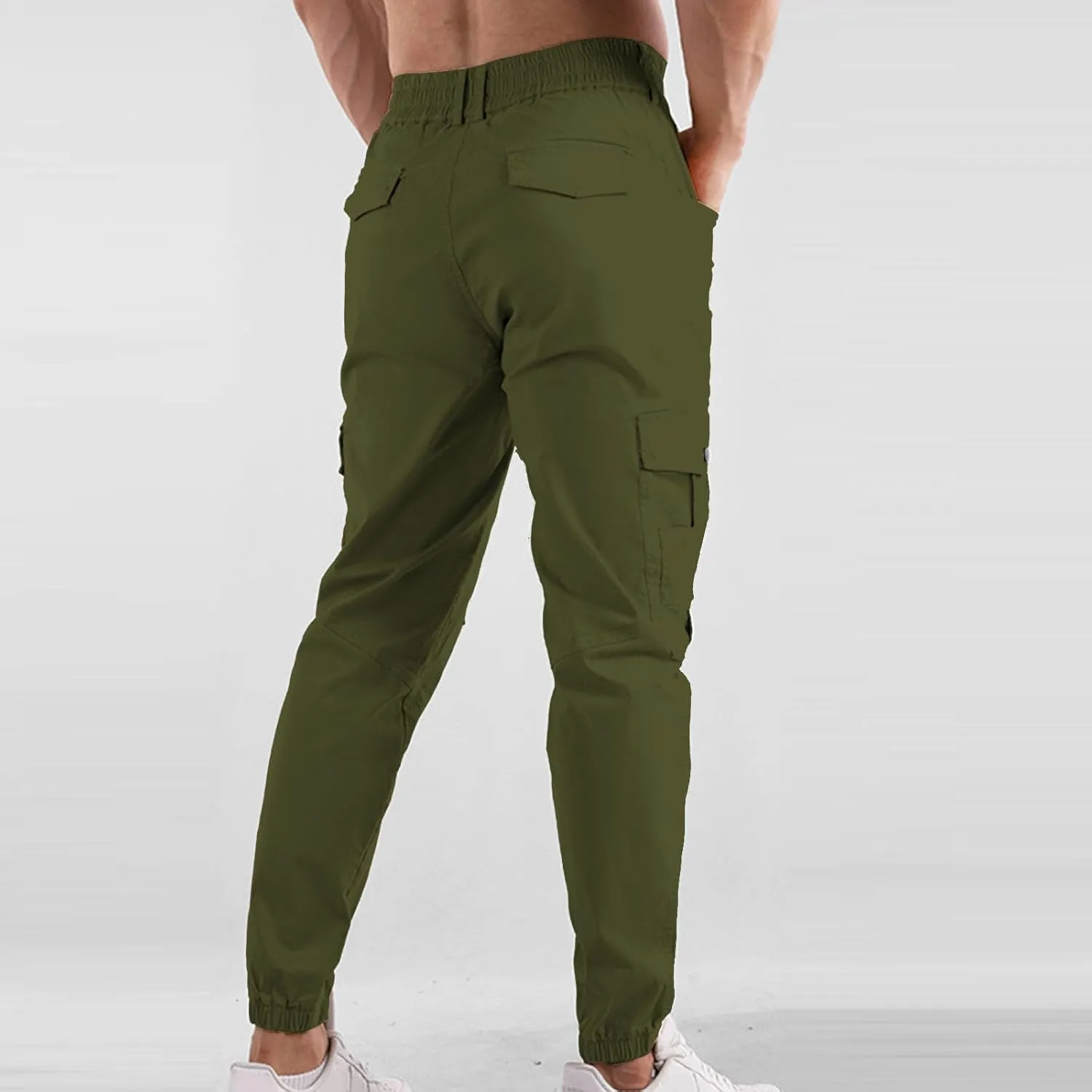 Mens Sweatpants Open Bottom Outdoor Hiking Pant Multi Pockets Classic Fit Comfort Utility Cargo Work Pant Regular Fit
