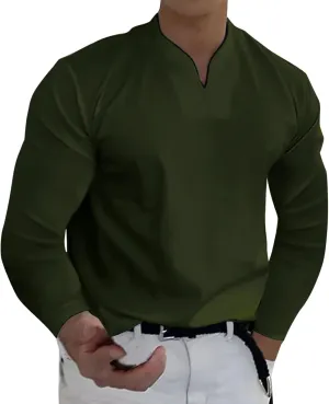 Men's T Shirts Long Sleeve Soft V Neck Lightweight Tee Shirts, Summer Casual Soft Basic Tops, Flannel T-Shirt for Men