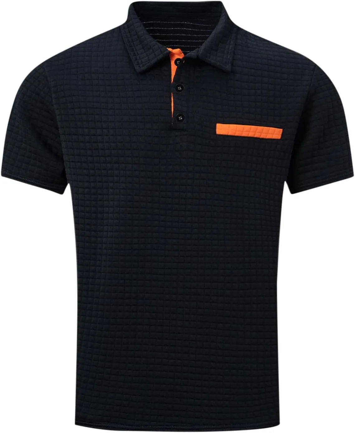 Men's Waffle Plaid Polo Shirts Short Sleeve Casual Summer Shirts Fashion Collar Golf Shirt Muscle Workout T-Shirt