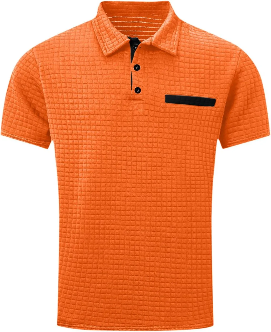 Men's Waffle Plaid Polo Shirts Short Sleeve Casual Summer Shirts Fashion Collar Golf Shirt Muscle Workout T-Shirt