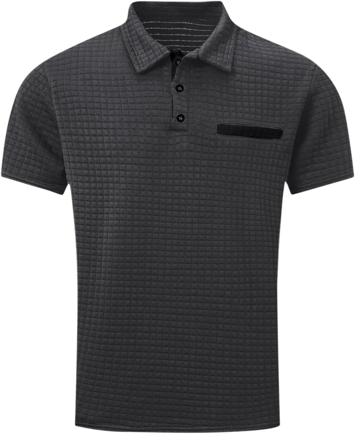 Men's Waffle Plaid Polo Shirts Short Sleeve Casual Summer Shirts Fashion Collar Golf Shirt Muscle Workout T-Shirt