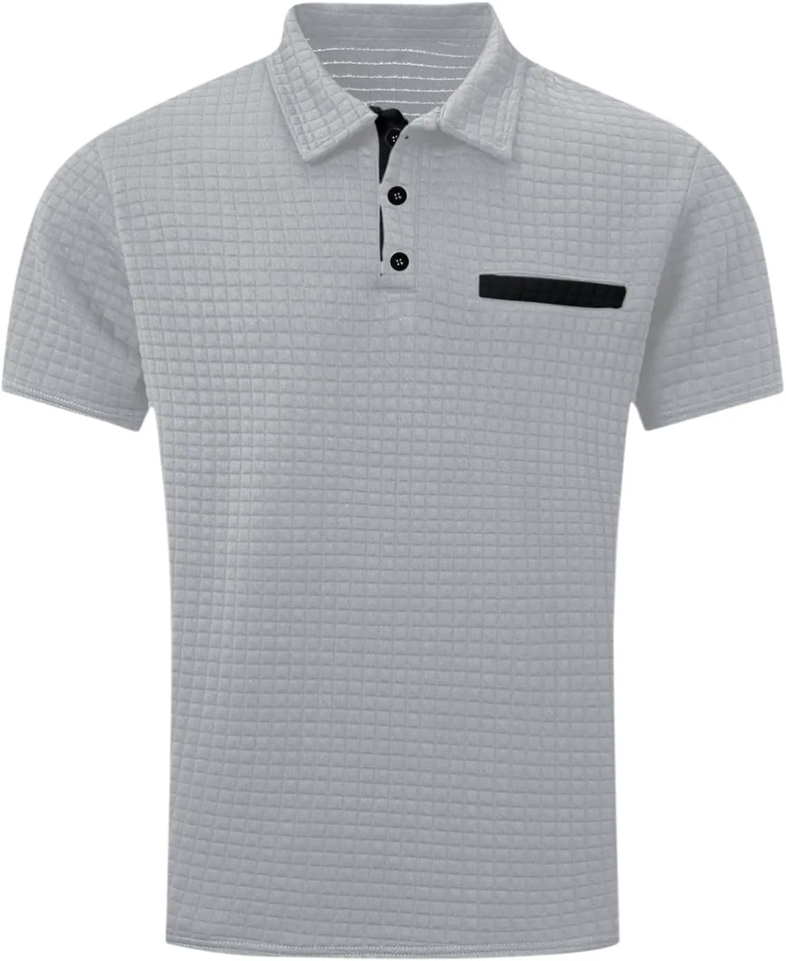 Men's Waffle Plaid Polo Shirts Short Sleeve Casual Summer Shirts Fashion Collar Golf Shirt Muscle Workout T-Shirt