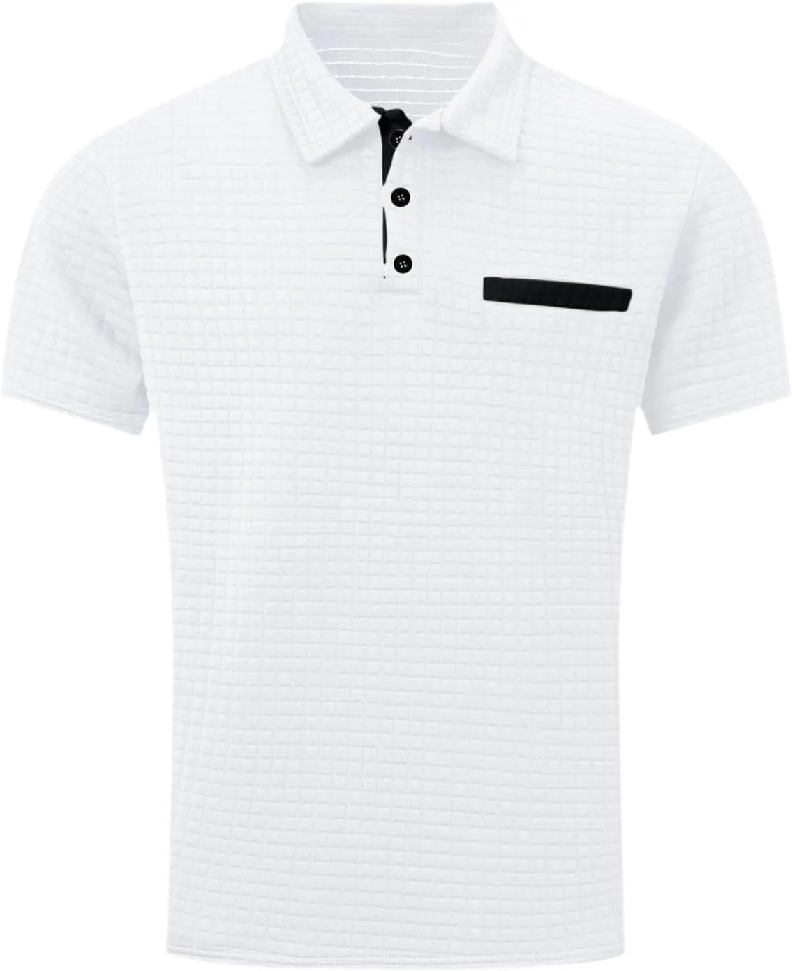 Men's Waffle Plaid Polo Shirts Short Sleeve Casual Summer Shirts Fashion Collar Golf Shirt Muscle Workout T-Shirt