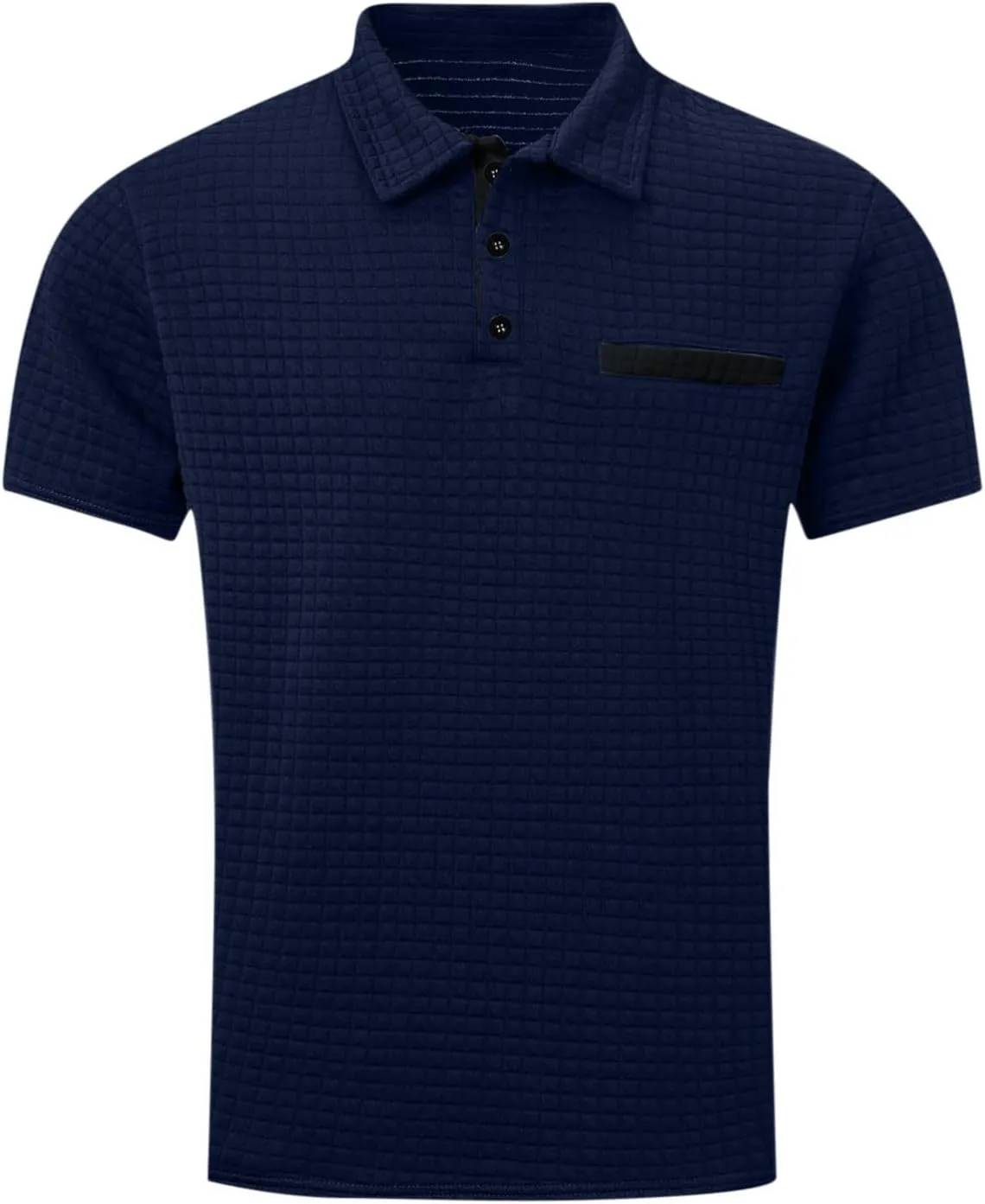 Men's Waffle Plaid Polo Shirts Short Sleeve Casual Summer Shirts Fashion Collar Golf Shirt Muscle Workout T-Shirt