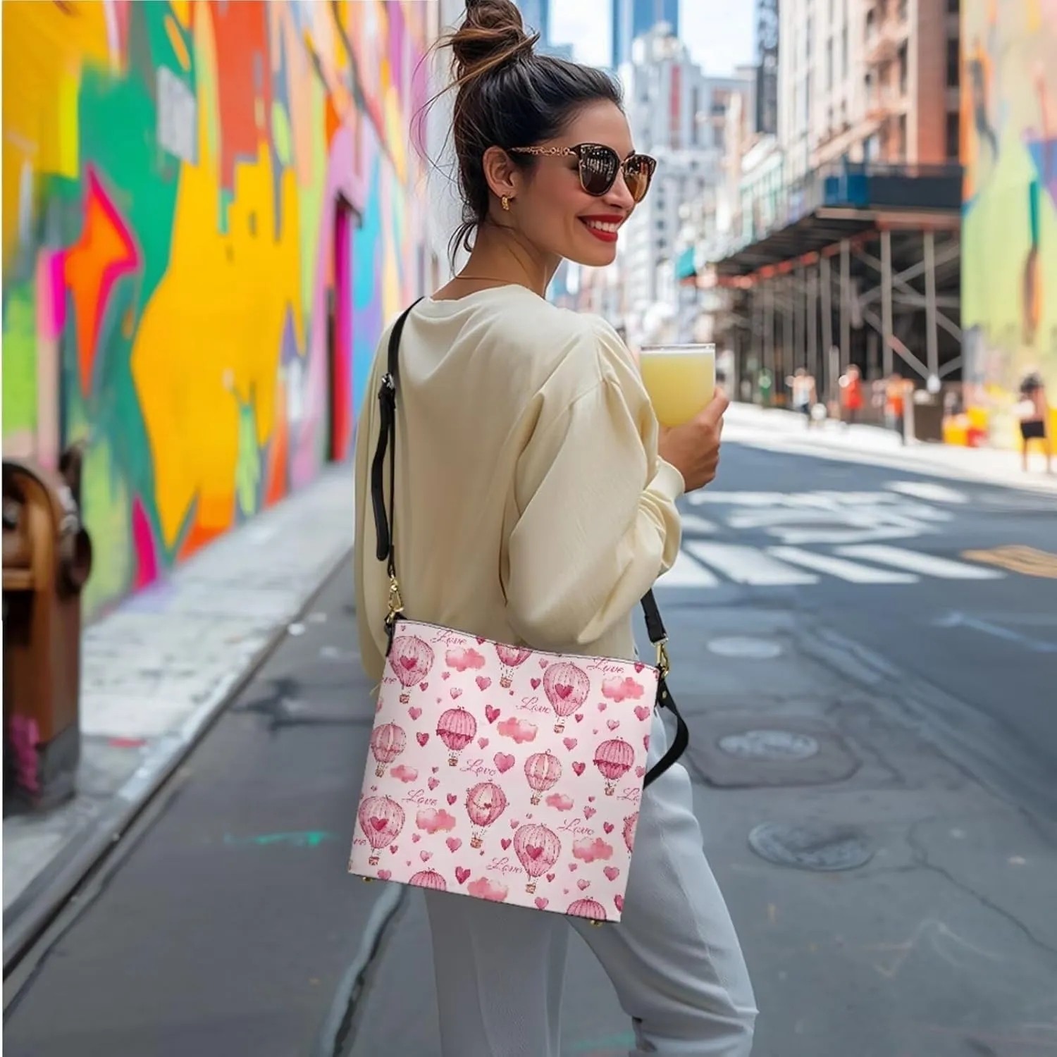 Messenger Bucket Bags for Women with Leather Cosmetic Travel Bag and Wristlet Wallet Set of 3 Portable Carrying Bag