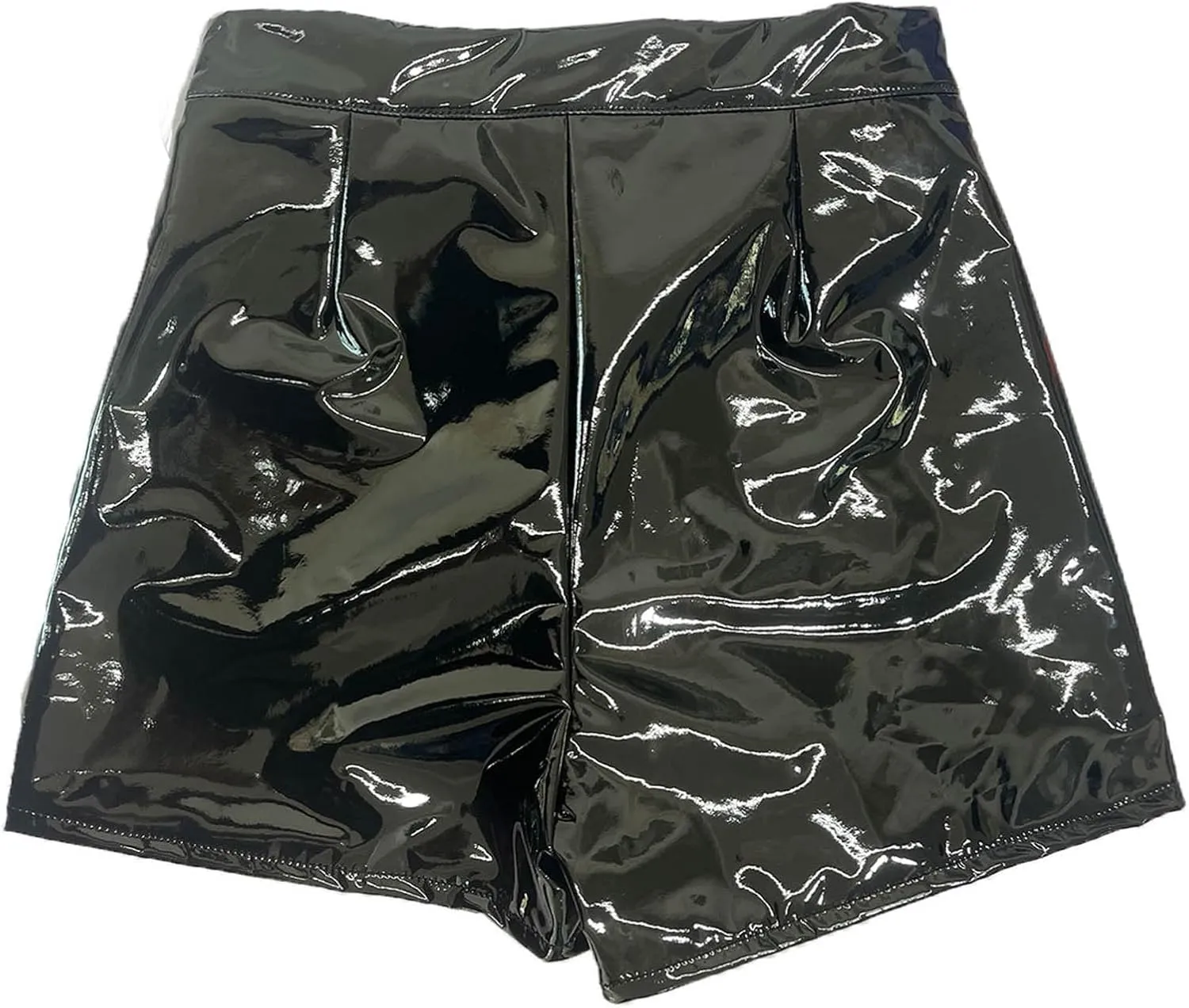 Metallic Faux Leather Shorts for Women Trendy High Waisted Stretchy Tights Slim Shorts Clubwear Performance Shorts 2025