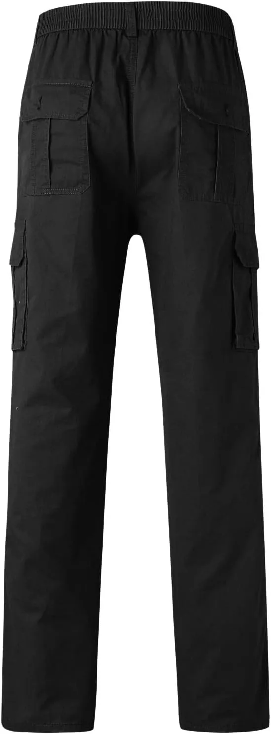MIDOO Cargo Pants for Men Work Heavy Duty Casual Pants Stretch Drawstring Waistband Tapered Leg Sweatpants with Pockets