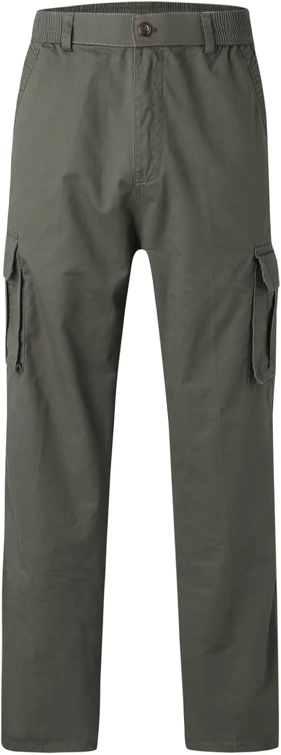 MIDOO Cargo Pants for Men Work Heavy Duty Casual Pants Stretch Drawstring Waistband Tapered Leg Sweatpants with Pockets