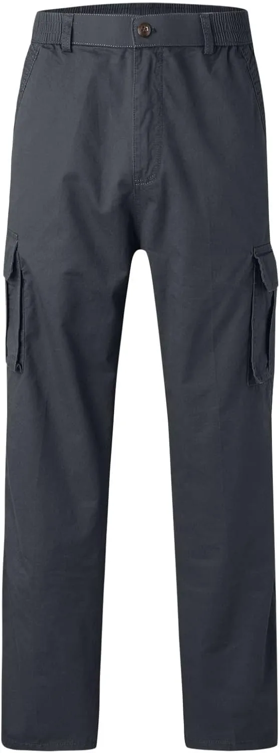 MIDOO Cargo Pants for Men Work Heavy Duty Casual Pants Stretch Drawstring Waistband Tapered Leg Sweatpants with Pockets
