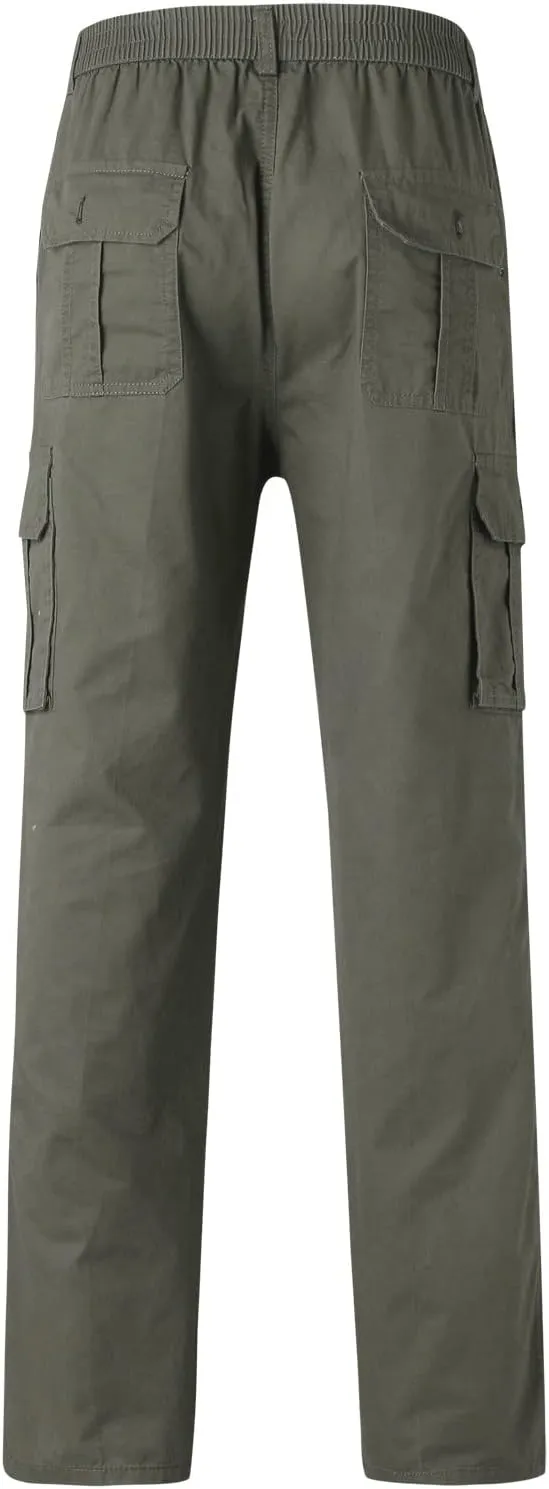 MIDOO Cargo Pants for Men Work Heavy Duty Casual Pants Stretch Drawstring Waistband Tapered Leg Sweatpants with Pockets